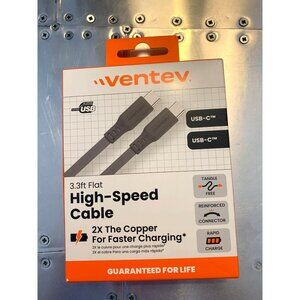 Ventev 3.3ft Flat High-Speed USB-C Cable Reinforced Connector Rapid Charge Tangl